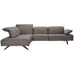 ECKSOFA  in Echtleder Graubraun  230/290 cm  - Anthrazit/Graubraun, Design, Leder/Metall (230/290cm) - Johann Jakob