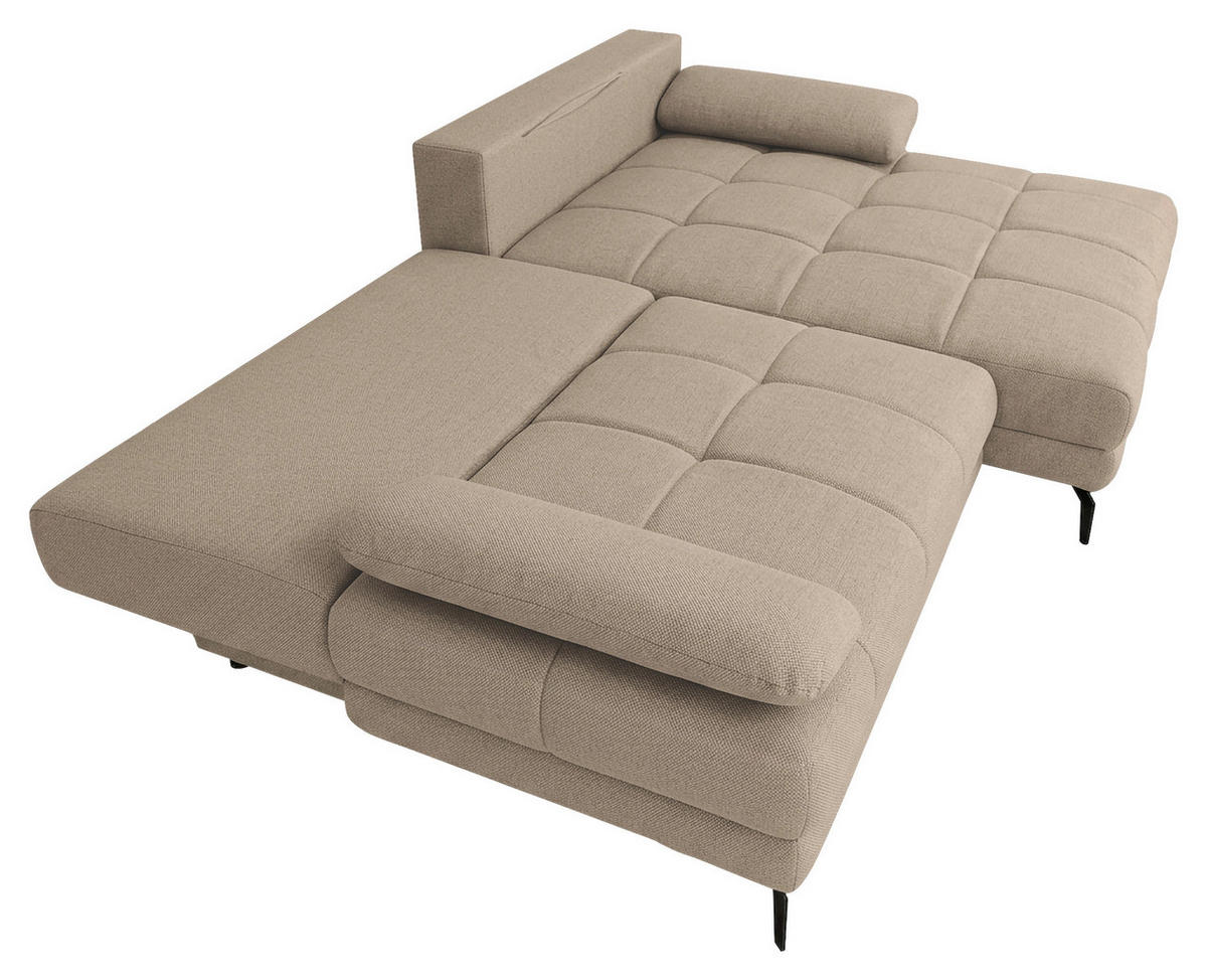 ECKSOFA Struktur Beige  - Beige/Schwarz, Modern, Textil/Metall (263/181cm) - Carryhome
