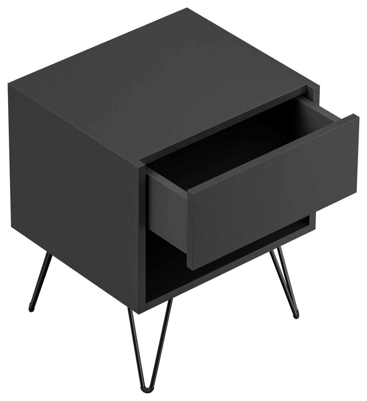 NACHTTISCH 41,2/50/35,6 cm  - Graphitfarben/Schwarz, Basics, Holzwerkstoff/Metall (41,2/50/35,6cm) - MID.YOU