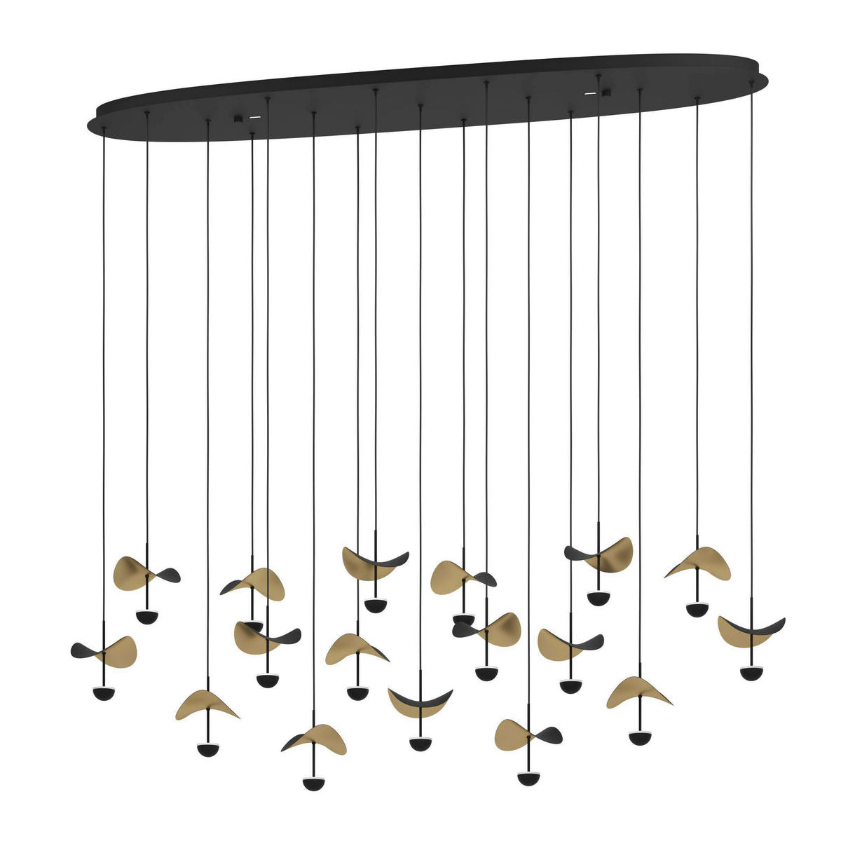 LED-HÄNGELEUCHTE 155/33/220 cm  - Goldfarben/Schwarz, Design, Metall (155/33/220cm)