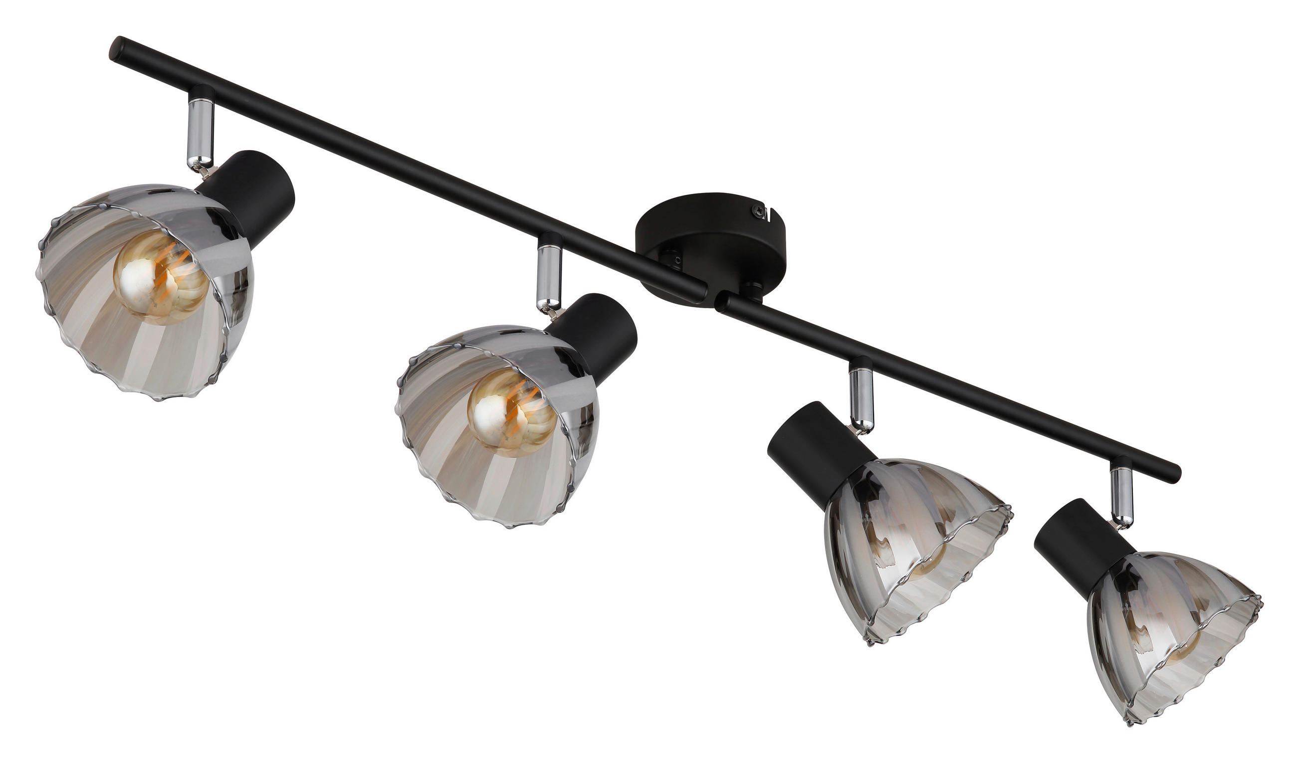 STRAHLER 70/13/19 cm   - Schwarz/Grau, KONVENTIONELL, Glas/Metall (70/13/19cm) - Globo