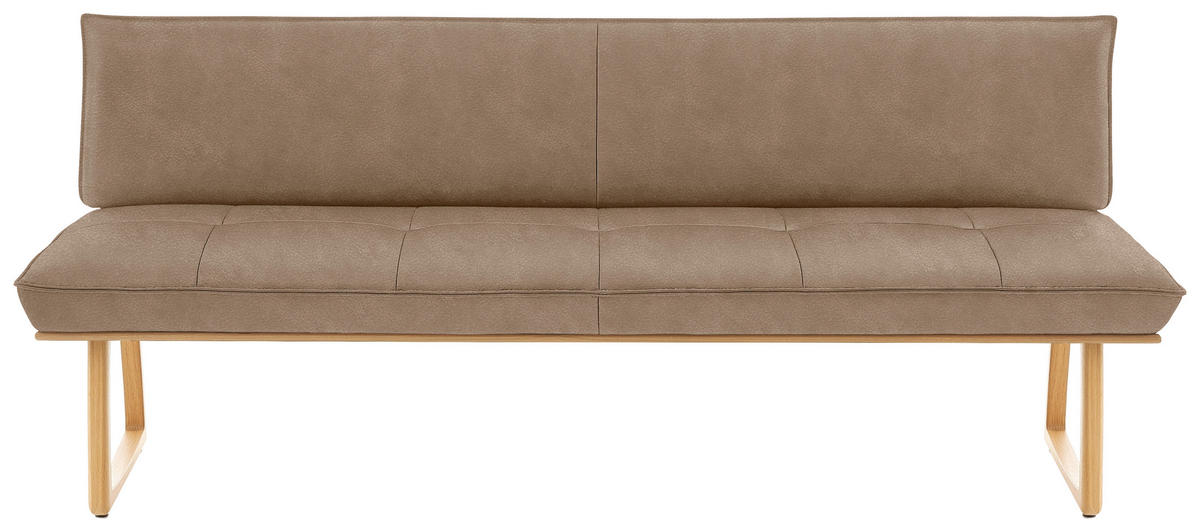 SITZBANK in Holz, Leder Beige, Wildeiche  - Wildeiche/Eichefarben, Design, Leder/Holz (214/88/66cm) - Koinor