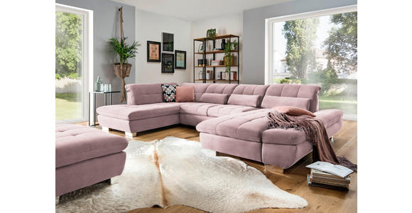 WOHNLANDSCHAFT  in Mikrofaser Rosa  - Chromfarben/Rosa, Design, Kunststoff/Textil (211/350/204cm) - Xora