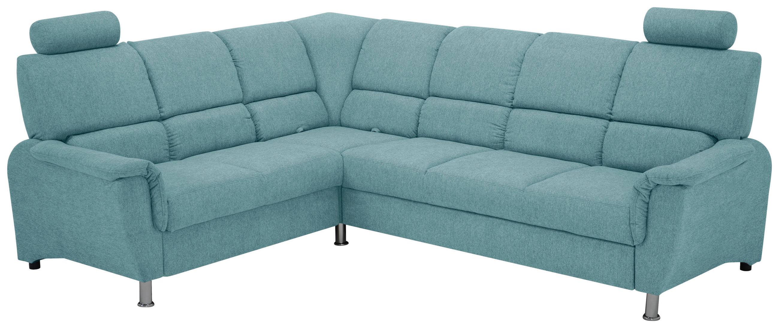 ECKSOFA Blau Webstoff  - Blau/Silberfarben, Design, Holz/Kunststoff (216/270cm) - Livetastic