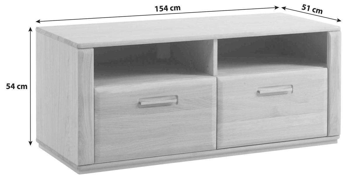 MEDIABÄNK i delar i massivt trä kärnbok bokfärgad  - stålfärgad/bokfärgad, Design, metall/trämaterial (154/54/51cm) - Livetastic