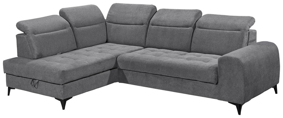 ECKSOFA in Webstoff Anthrazit  - Anthrazit/Schwarz, Konventionell, Kunststoff/Textil (200/282cm) - MID.YOU