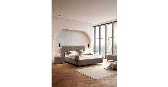 POLSTERBETT gepolstertes Kopfteil, Lattenroste 160/200 cm in Taupe - Taupe/Birkefarben, KONVENTIONELL, Holz/Textil (160/200cm) - Novel