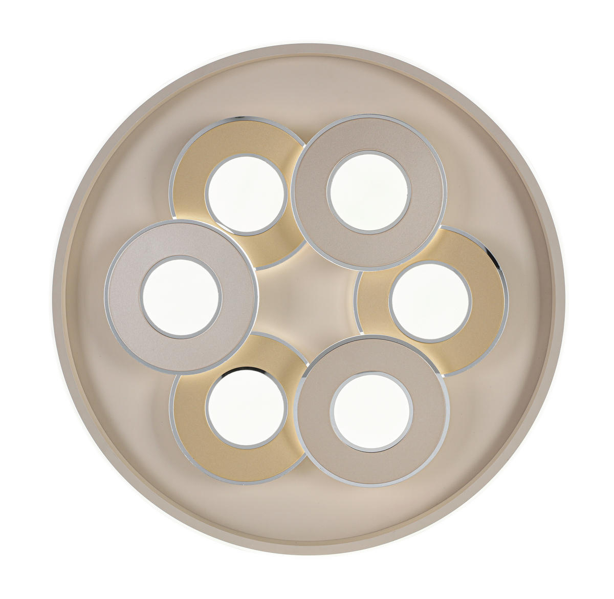 LED-DECKENLEUCHTE Ilok 50/5 cm  - Sandfarben/Chromfarben, Design, Kunststoff/Metall (50/5cm) - Novel