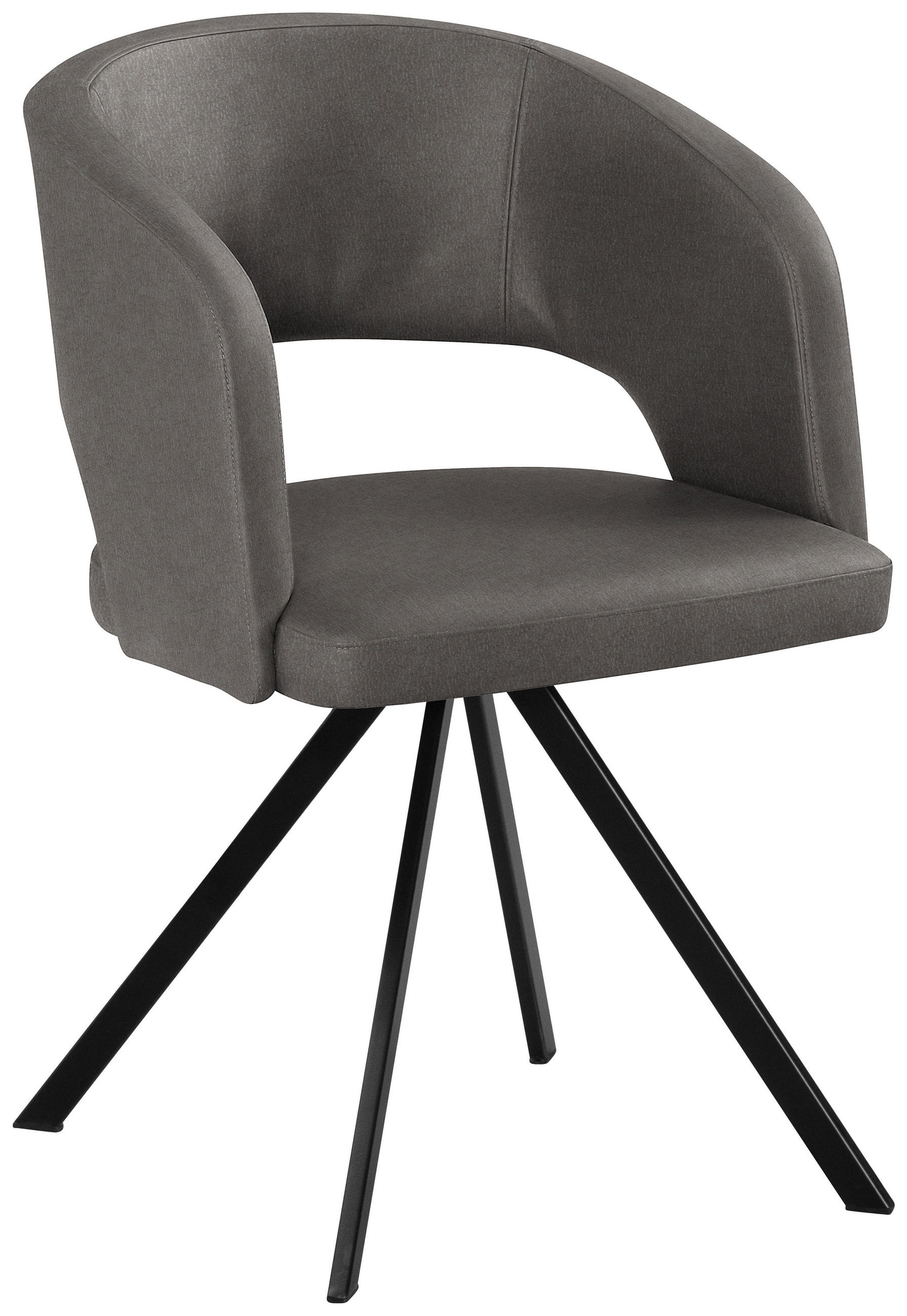 ARMLEHNSTUHL  in Stahl Mikrofaser, Lederlook (vegan)  - Dunkelgrau/Schwarz, Konventionell, Textil/Metall (56/84/59cm) - Moderano