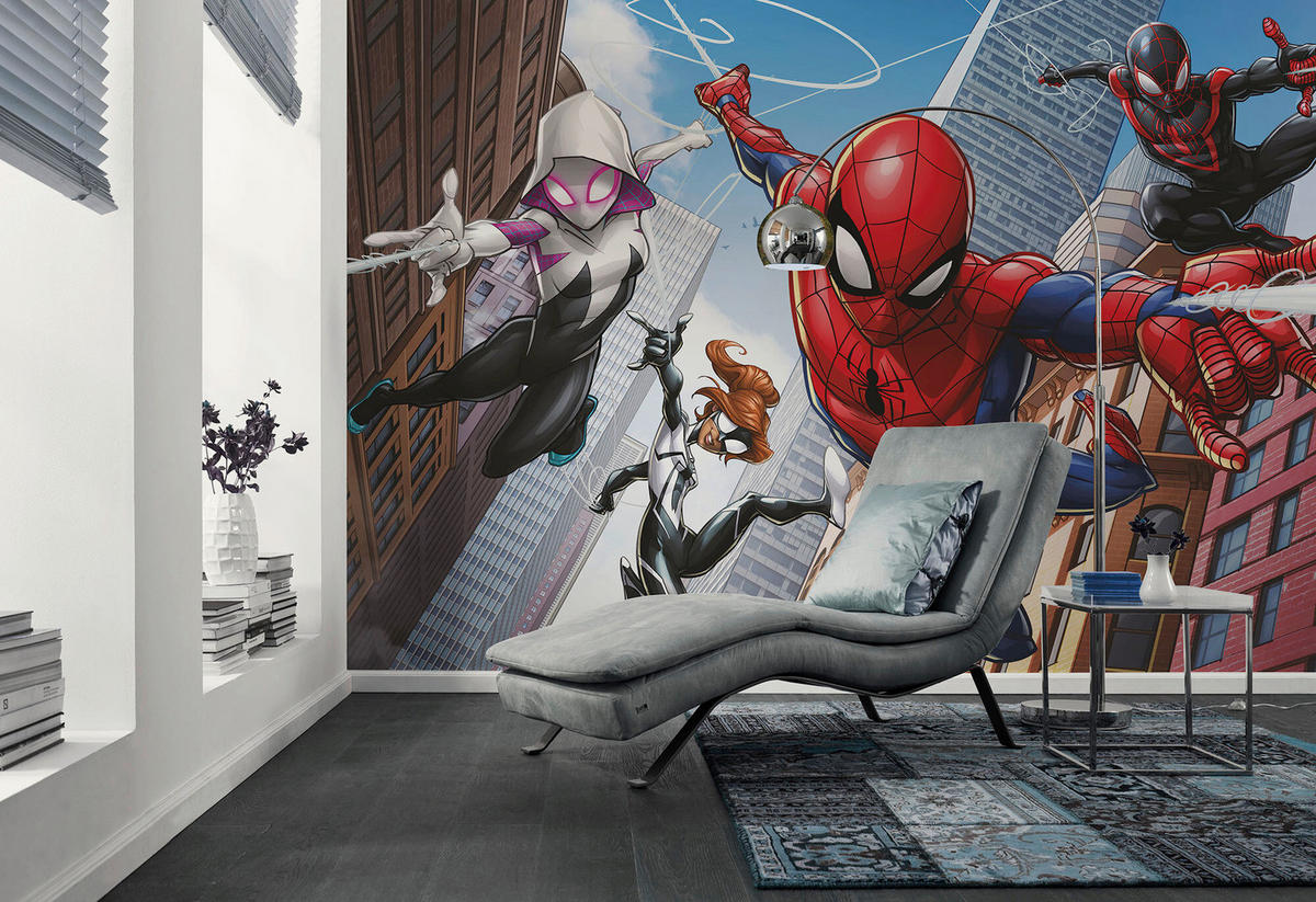 FOTOTAPETE SPIDER-MAN SWINGING CREW  - Naturfarben, Design, Textil (400/250cm) - Marvel