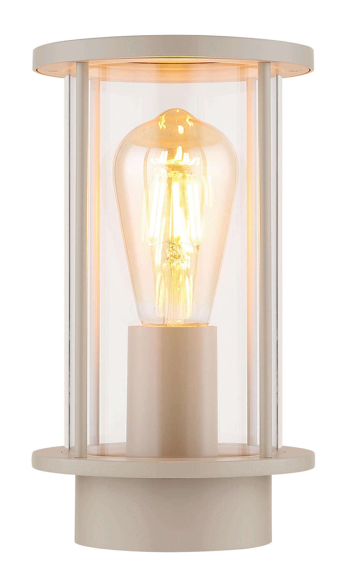 AUSSENLEUCHTE Gracey 14,3/15,2/25,2 cm  - Sandfarben/Klar, KONVENTIONELL, Glas/Metall (14,3/15,2/25,2cm) - Globo