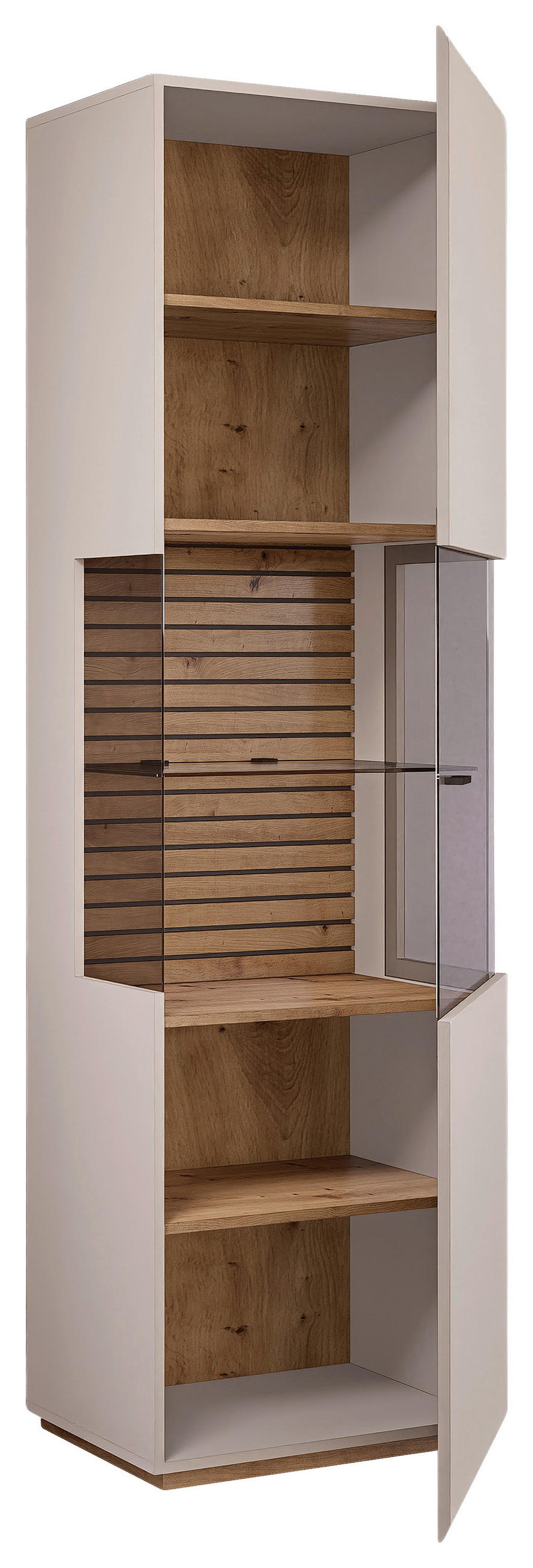 WOHNWAND  Schwarz, Kaschmir, Eiche Artisan 301/202/47 cm    - Kaschmir/Schwarz, Modern, Glas/Holzwerkstoff (301/202/47cm) - Stylife