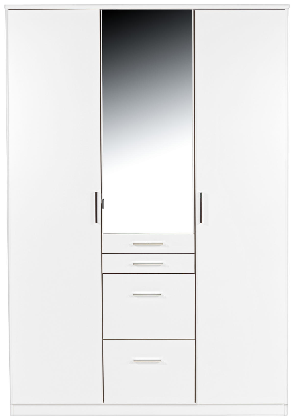KLEIDERSCHRANK in Weiss  - Weiss/Alufarben, Konventionell, Holzwerkstoff/Kunststoff (135/198/58cm) - MID.YOU