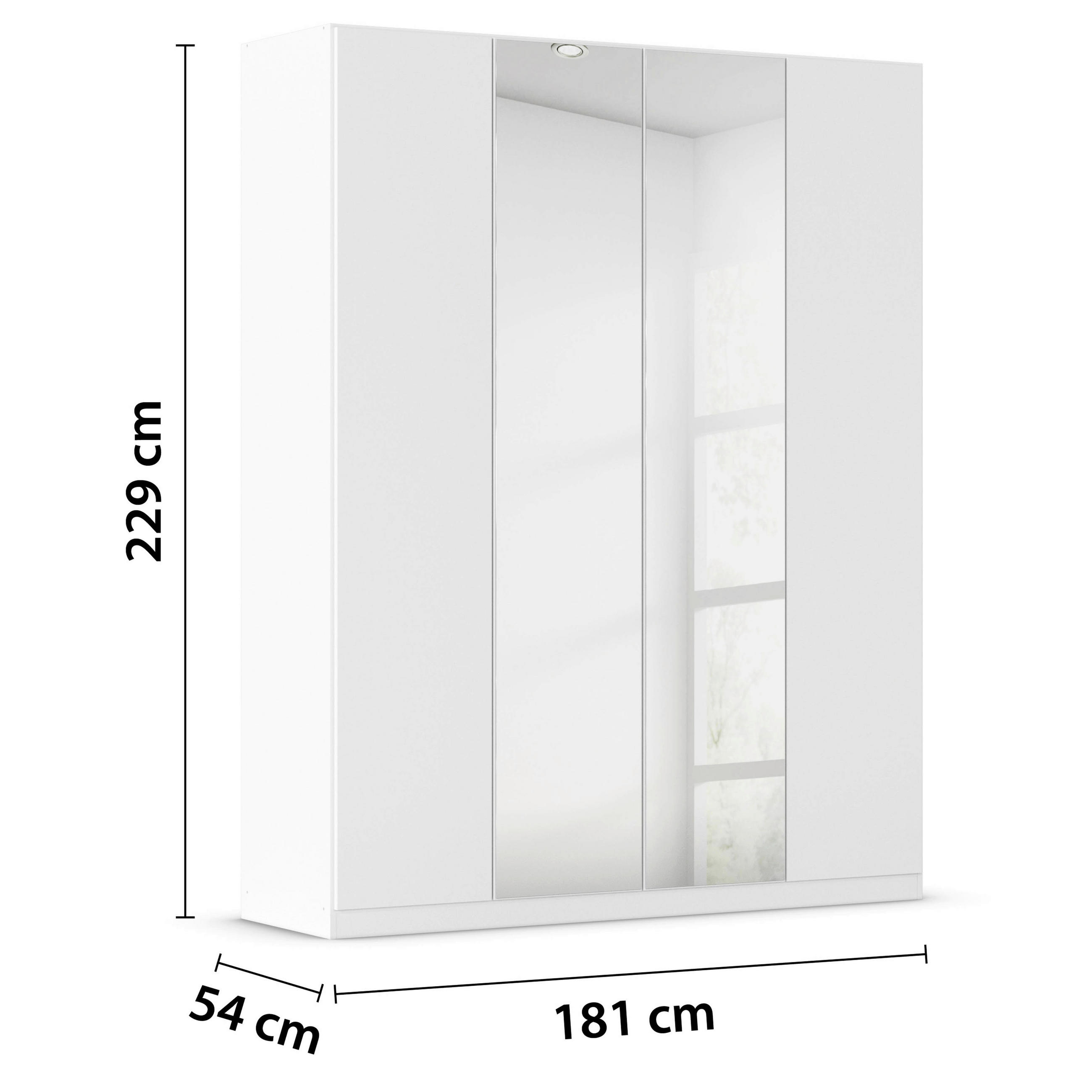 BIELA SKRIŇA SO ZRKADLOM, 181/229/54 cm - biela, kompozitné drevo (181/229/54cm) - Xora