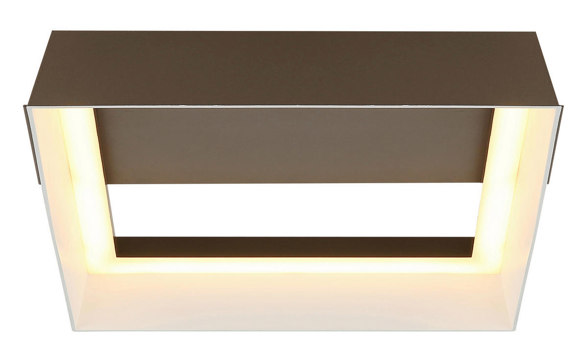 STROPNÍ LED SVÍTIDLO, 26/24/7,5 cm - bílá/hnědá, Design, kov/plast (26/24/7,5cm) - Globo