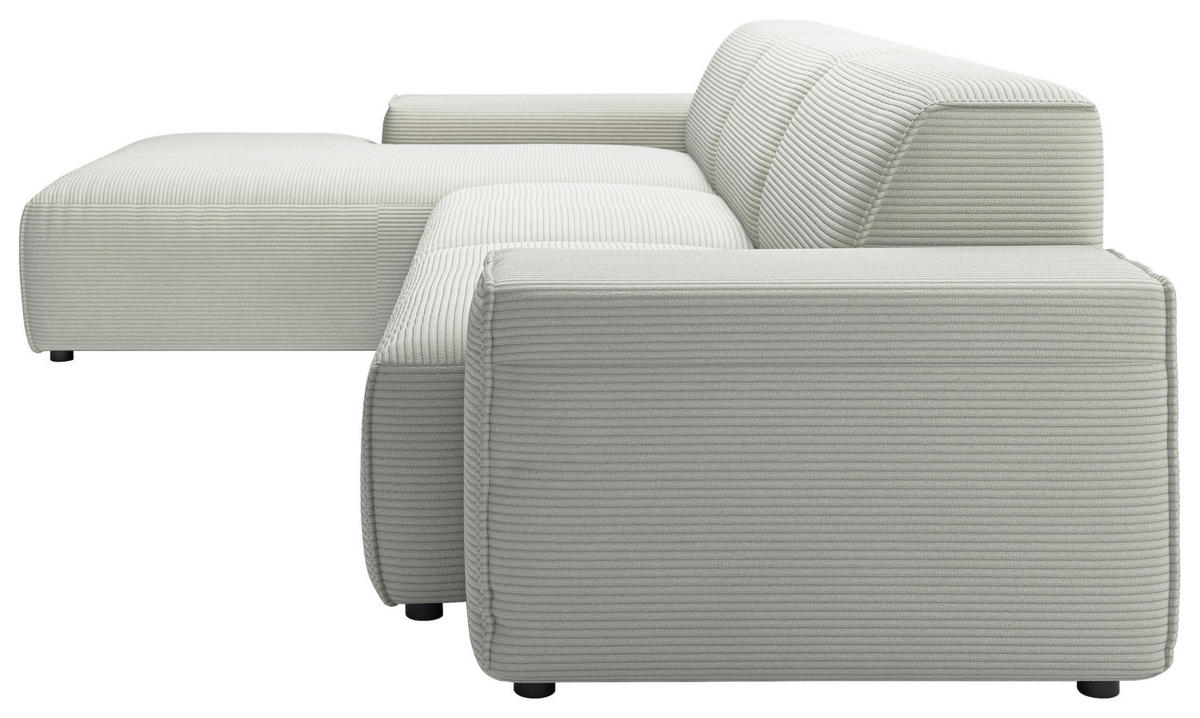 ECKSOFA in Cord Hellgrau  - Hellgrau/Schwarz, Design, Kunststoff/Textil (189/300cm) - Pure Home Lifestyle