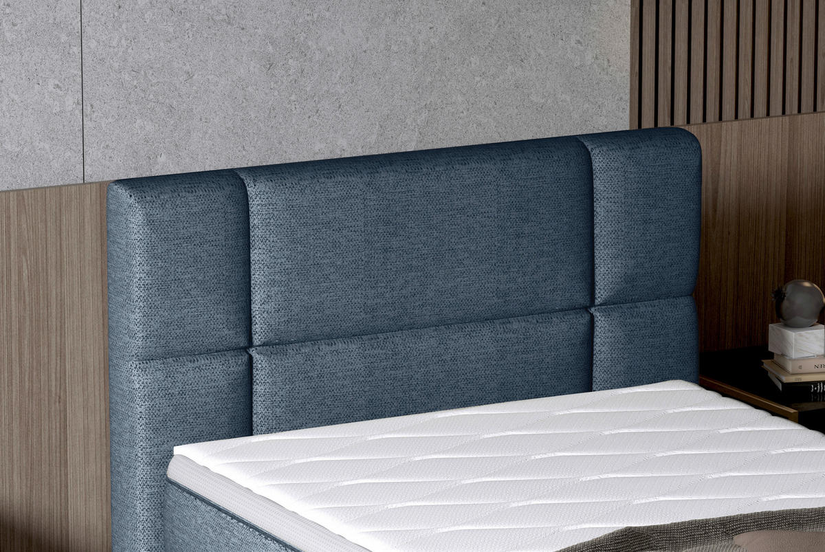 BOXSPRINGBETT 90/200 cm  in Dunkelblau  - Schwarz/Dunkelblau, KONVENTIONELL, Holz/Kunststoff (90/200cm) - Esposa