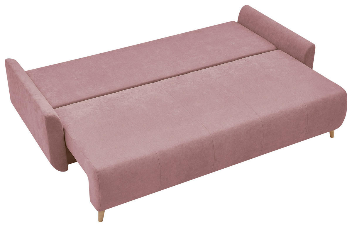 SCHLAFSOFA DUO Mikrofaser Rosa  inkl. Rückenkissen, Bettkasten, Schlaffunktion, Rücken echt  - Naturfarben/Rosa, Design, Textil (218/90/110cm) - P & B