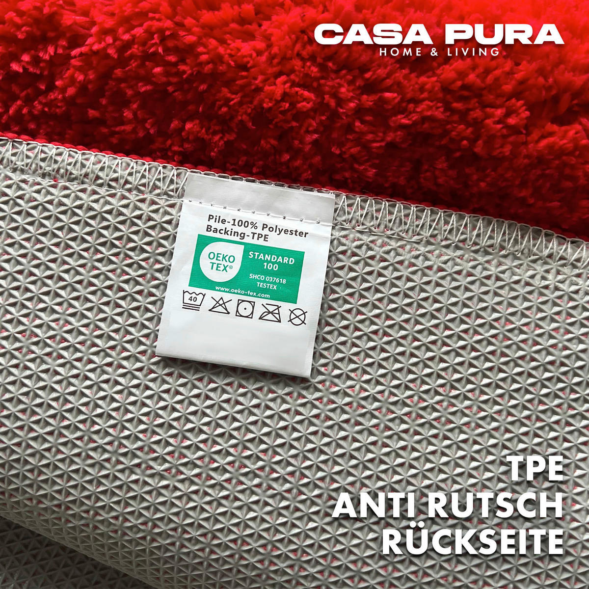 BADEMATTE SKY Rot 60/100 cm  - Rot, Basics, Kunststoff/Textil (60/100cm) - Floordirekt