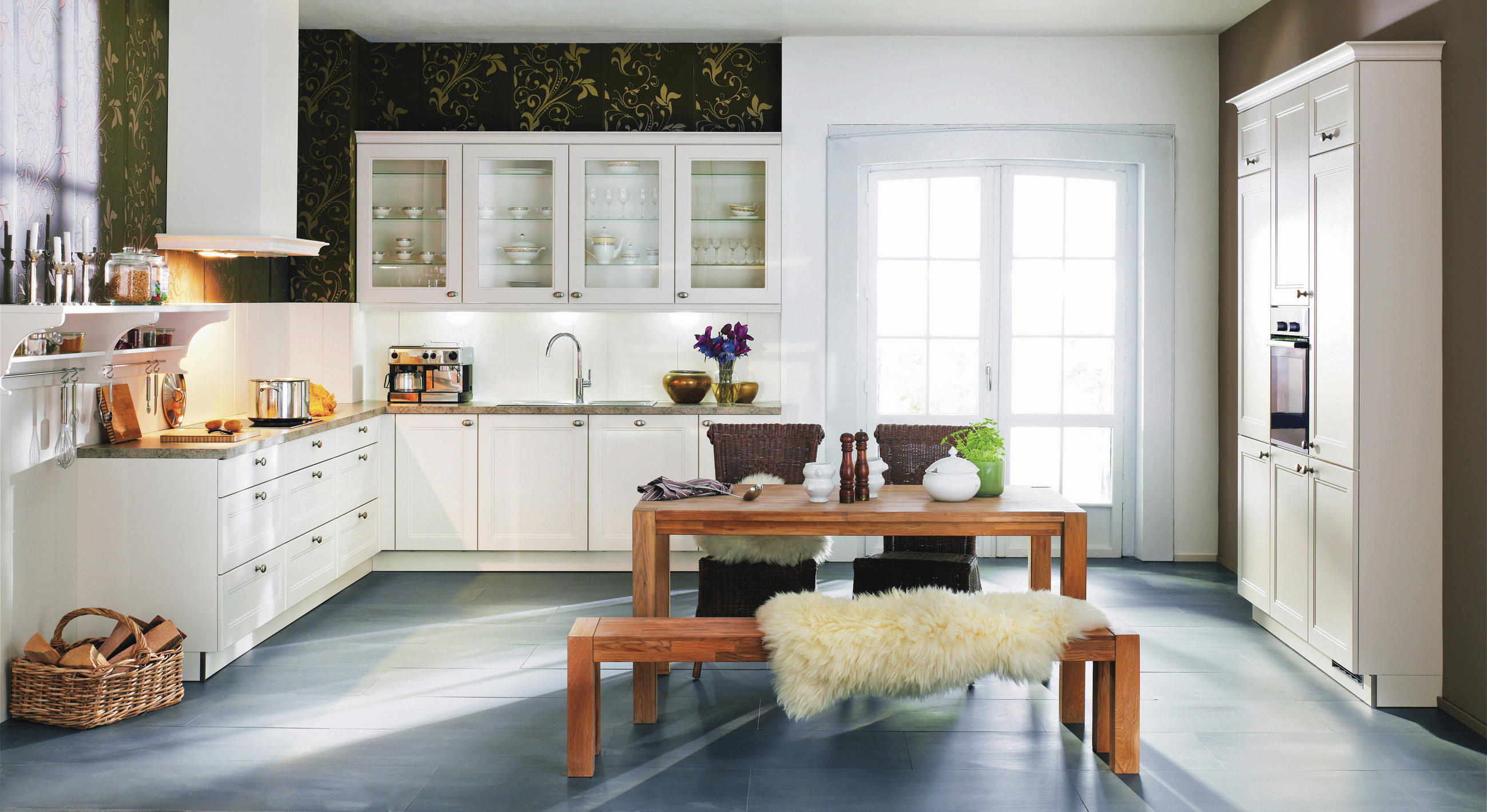 EINBAUKÜCHE   - Greige/Magnolie, Design, Holzwerkstoff/Kunststoff - Dieter Knoll