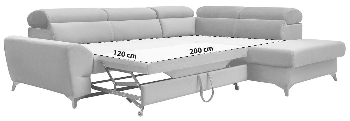 ECKSOFA Mintgrün Velours  - Schwarz/Mintgrün, MODERN, Textil/Metall (272/212cm) - MID.YOU