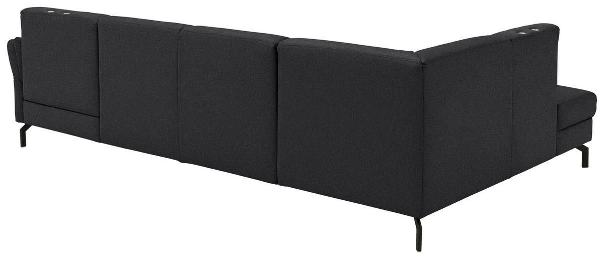 WOHNLANDSCHAFT Flachgewebe Schwarz  - Schwarz, Konventionell, Textil/Metall (190/307/170cm) - Beldomo Comfort