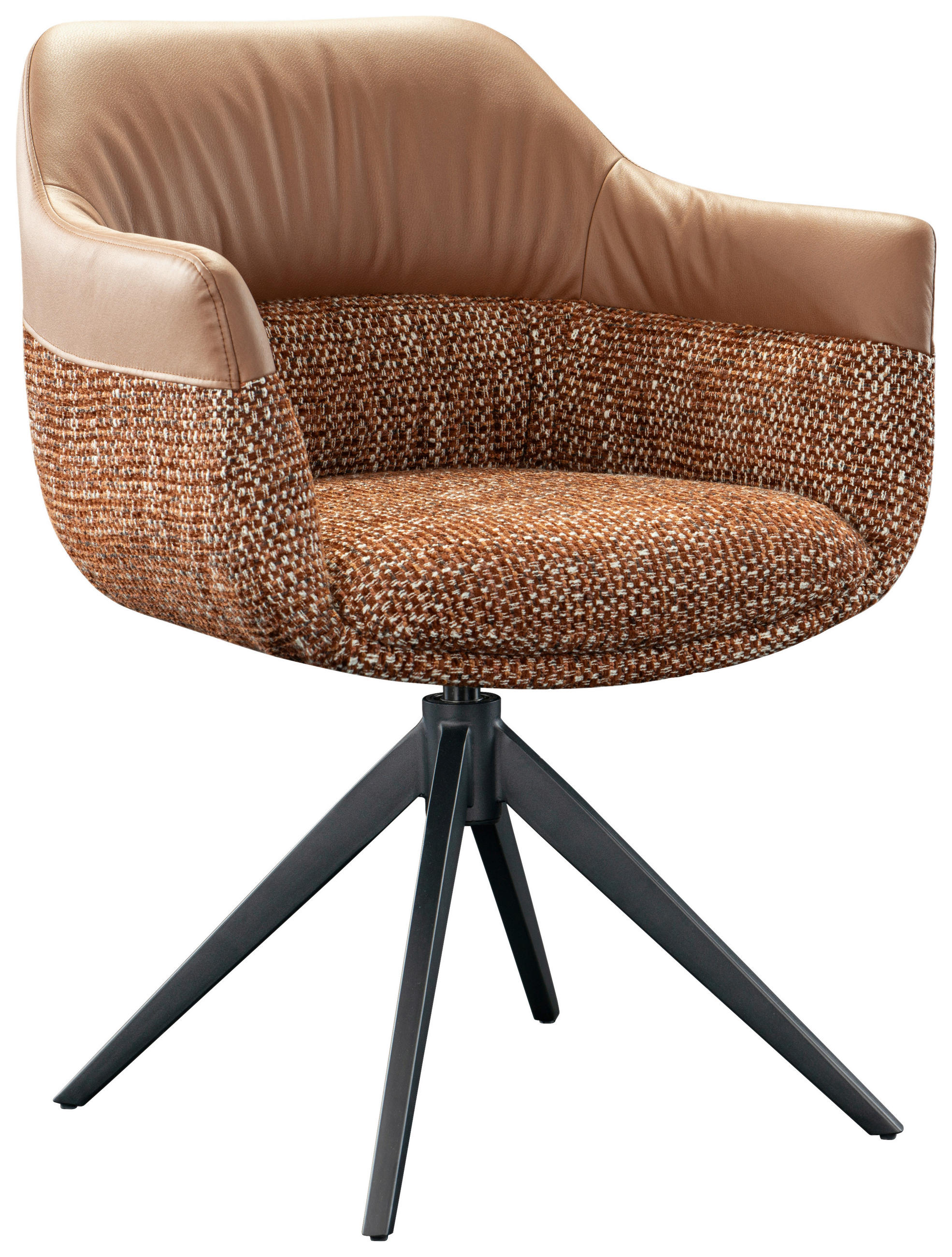 ARMLEHNSTUHL  in Eisen Webstoff, Mikrofaser  - Cognac/Schwarz, Design, Textil/Metall (62/83/60cm) - Novel