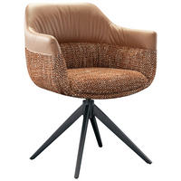 ARMLEHNSTUHL  in Eisen Mikrofaser, Webstoff  - Cognac/Schwarz, Design, Textil/Metall (62/83/60cm) - Novel