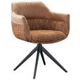 ARMLEHNSTUHL  Sitzfläche 360° drehbar Webstoff, Mikrofaser  - Cognac/Schwarz, Design, Textil/Metall (62/83/60cm) - Novel