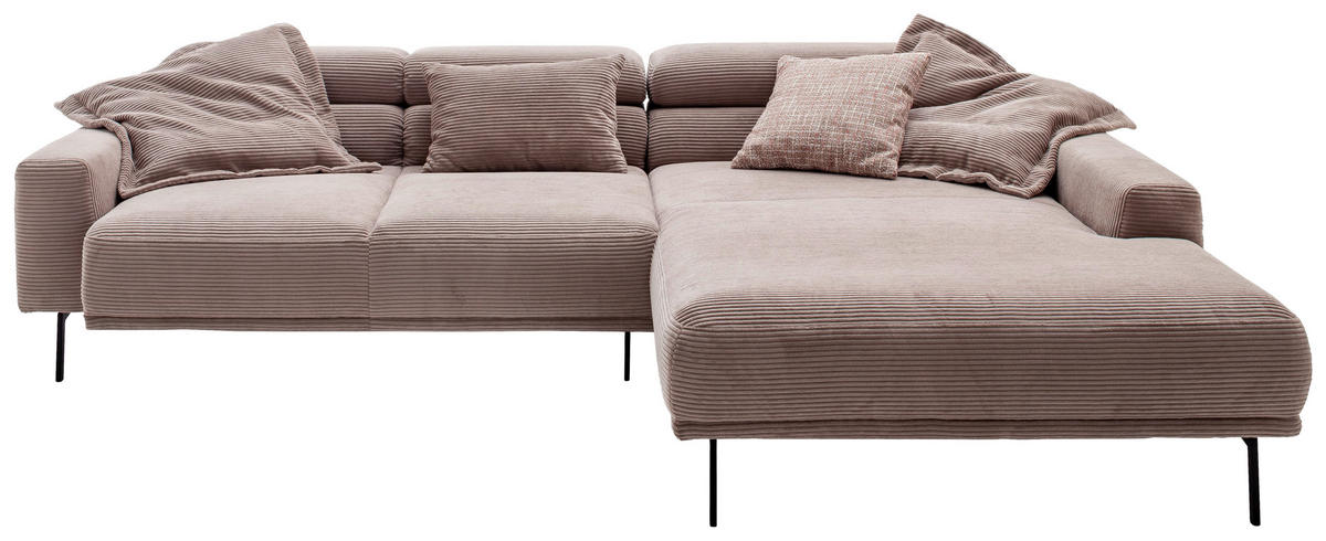 ECKSOFA  in Cord Taupe  293/215-217 cm  - Taupe/Schwarz, Design, Textil/Metall (293/215-217cm) - Schöner Wohnen