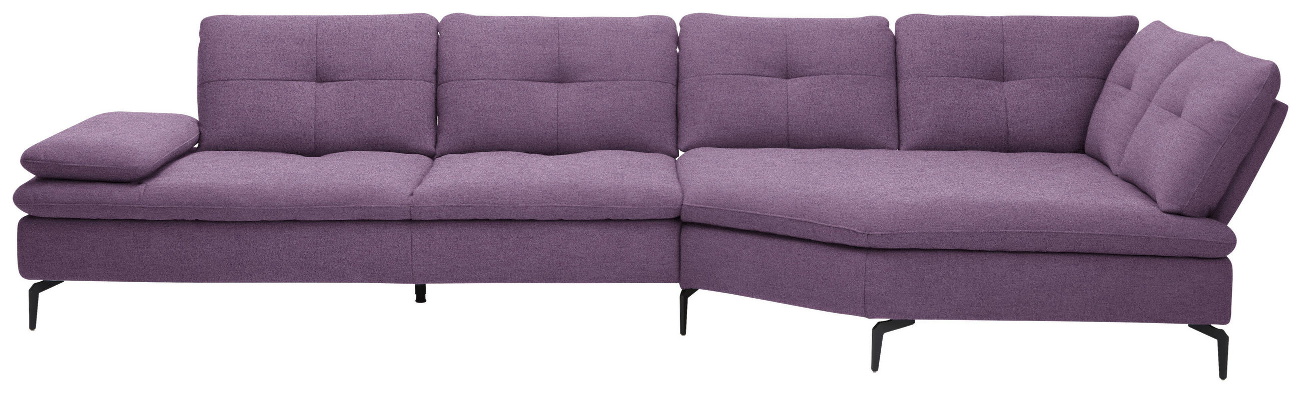 ECKSOFA in Flachgewebe Lila  344/157 cm  - Lila/Schwarz, Design, Textil/Metall (344/157cm) - Chilliano