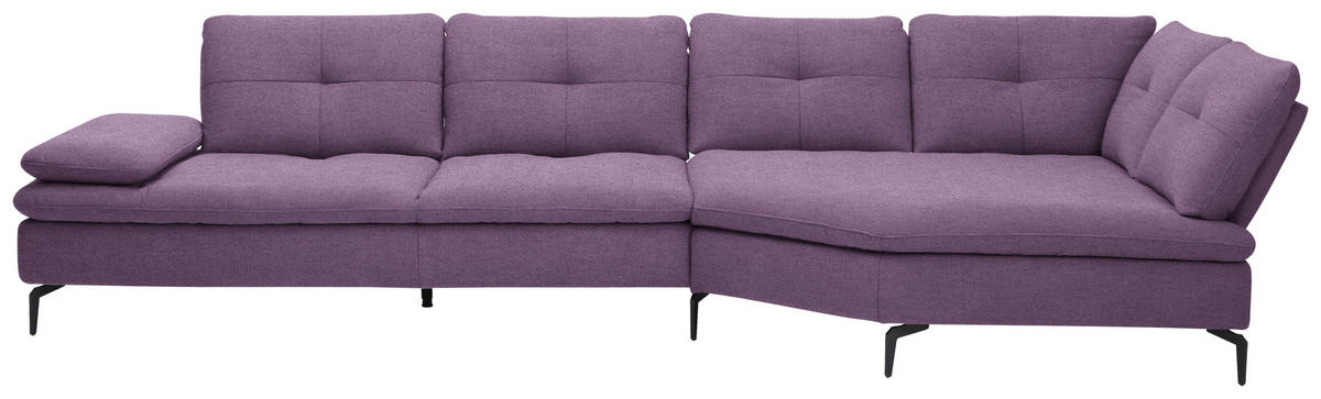ECKSOFA in Flachgewebe Lila  344/157 cm  - Lila/Schwarz, Design, Textil/Metall (344/157cm) - Chilliano