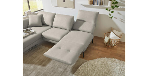 ECKSOFA  in Flachgewebe Naturfarben Armteilverstellung, Relaxfunktion, Drehsitzfunktion  175-224/255-365 cm  - Schwarz/Naturfarben, Design, Textil/Metall (175-224/255-365cm) - Dieter Knoll