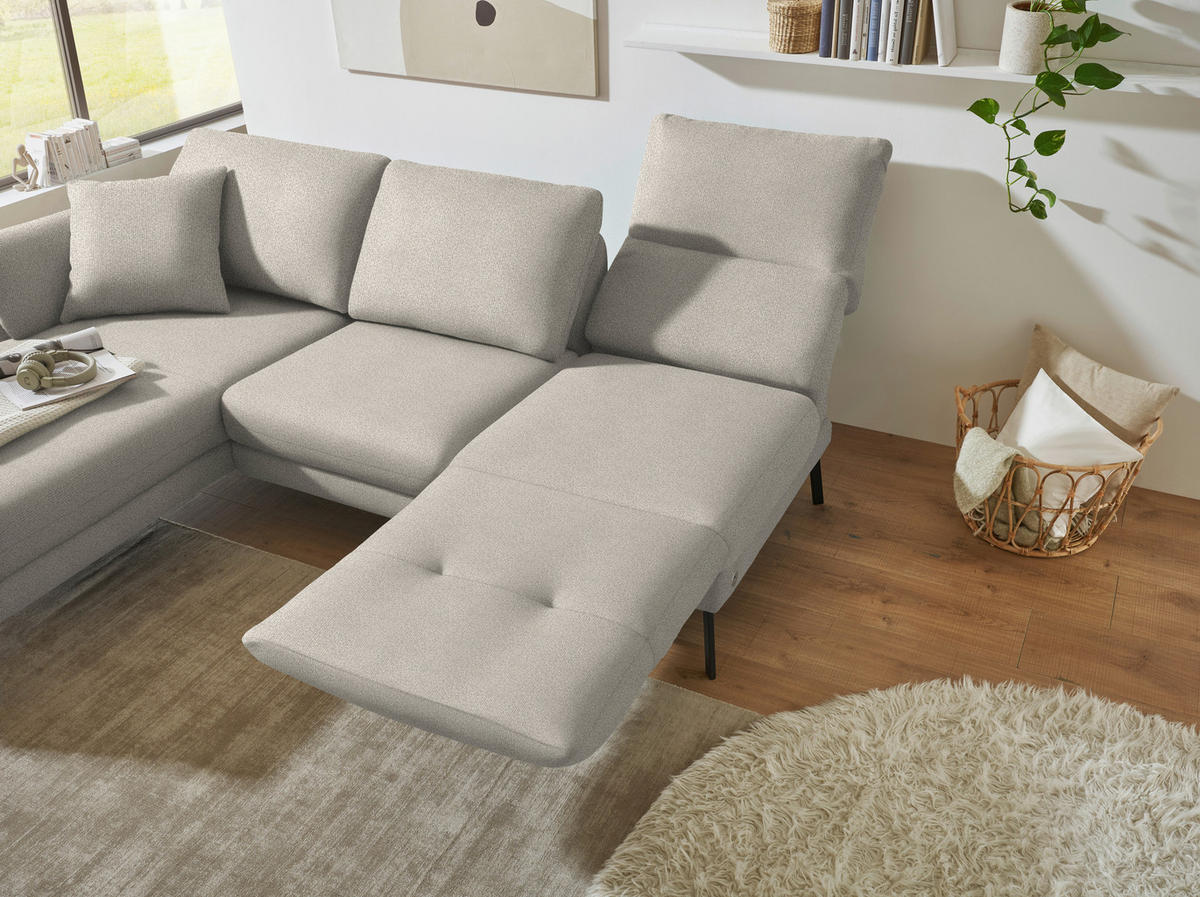 ECKSOFA  in Flachgewebe Naturfarben  175-224/255-365 cm  - Schwarz/Naturfarben, Design, Textil/Metall (175-224/255-365cm) - Dieter Knoll