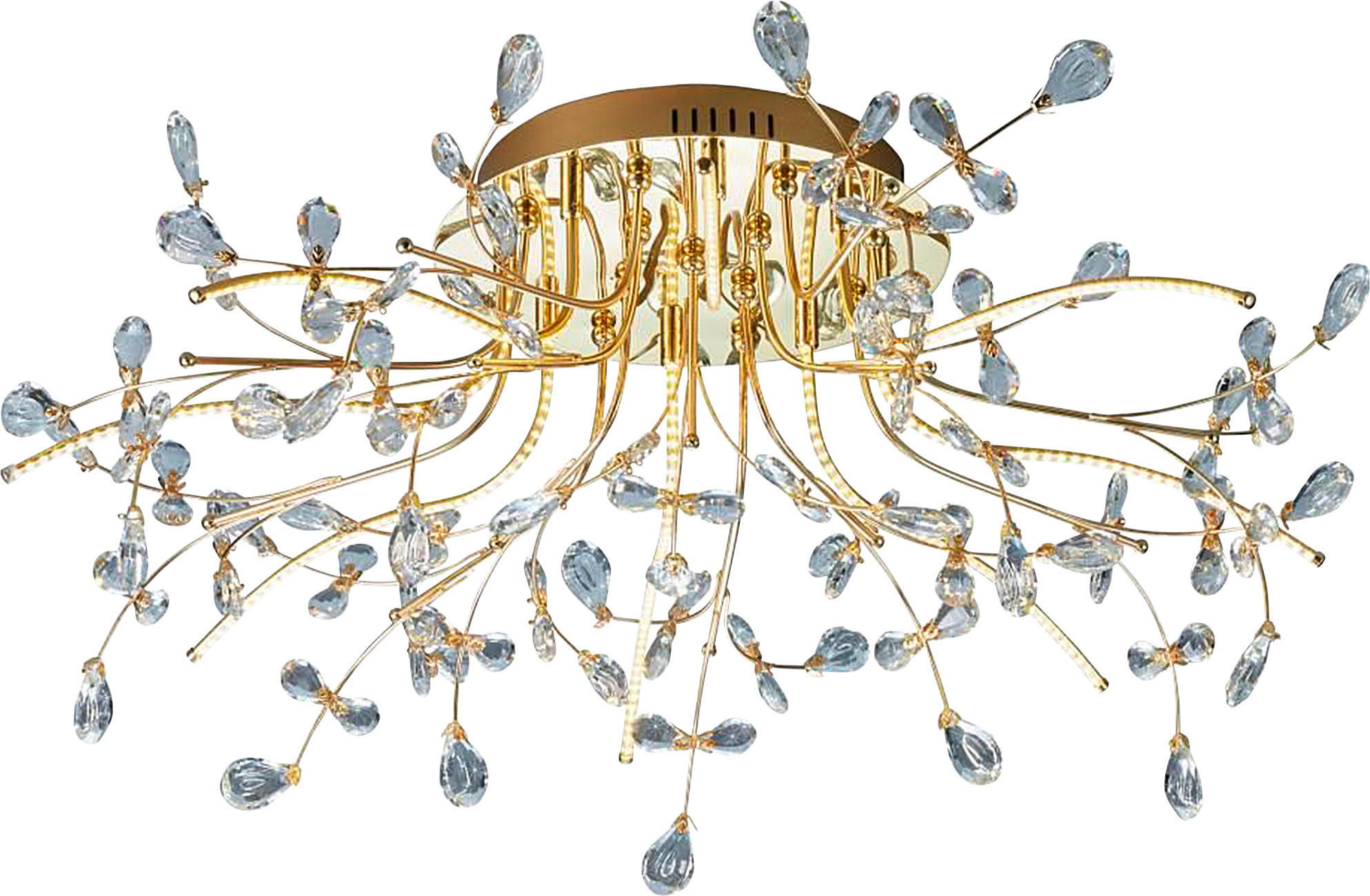 Hell Led-Deckenleuchte Crystal Messing 77 cm
