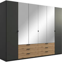 KLEIDERSCHRANK 270/208/58 cm,  in Graphitfarben, Eiche Artisan, 6 Tür(en)  - Schwarz/Graphitfarben, Design, Glas/Holzwerkstoff (270/208/58cm) - Boxxx