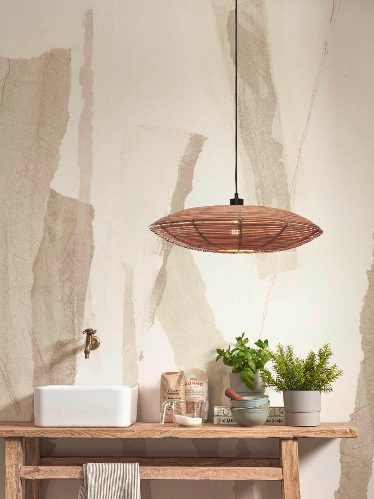 HÄNGELEUCHTE GOOD&MOJO 55/55/14 cm   - Naturfarben, Trend, Holz (55/55/14cm) - Good & Mojo
