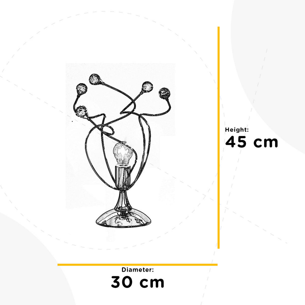 KRISTALL-TISCHLEUCHTE 30/45 cm   - Chromfarben, KONVENTIONELL, Glas/Metall (30/45cm)
