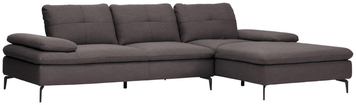 ECKSOFA in Webstoff Graphitfarben  301/179 cm  - Schwarz/Graphitfarben, Design, Textil/Metall (301/179cm) - Chilliano