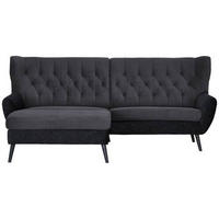 ECKSOFA in Cord Anthrazit  - Anthrazit/Schwarz, Design, Holz/Textil (165/237cm) - Stylife