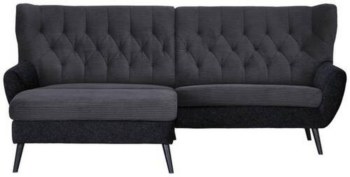 ECKSOFA in Cord Anthrazit  - Anthrazit/Schwarz, Design, Holz/Textil (165/237cm) - Stylife