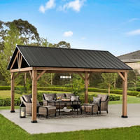 PAVILLON 404/306/465 cm  - Anthrazit/Naturfarben, Basics, Holz/Metall (404/306/465cm) - Modante