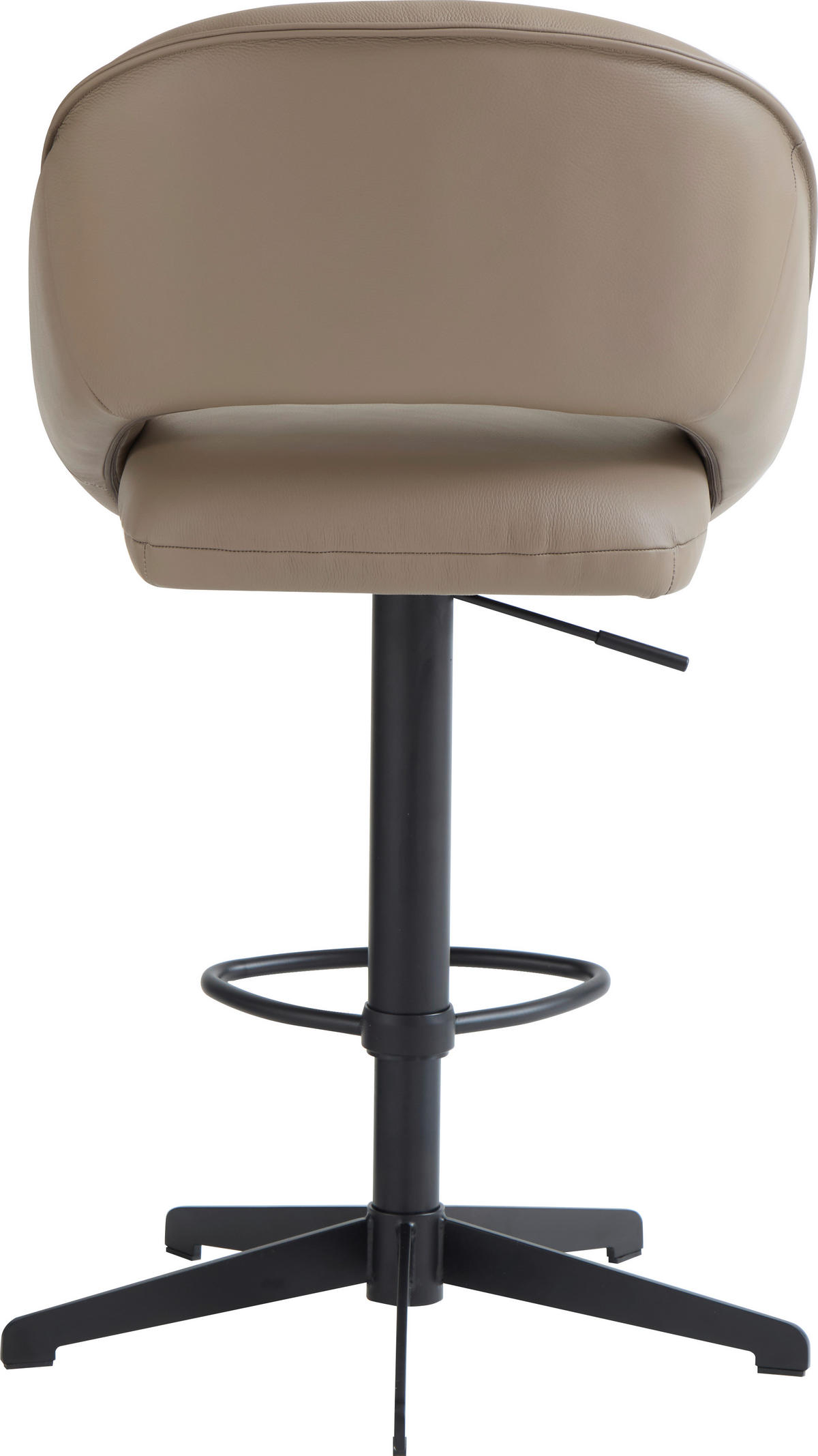 BARHOCKER Echtleder Schwarz, Beige Eisen Sitzfläche 360° drehbar, automatische Rückholfunktion  - Beige/Schwarz, Design, Leder/Metall (56/96-120/59cm) - Dieter Knoll