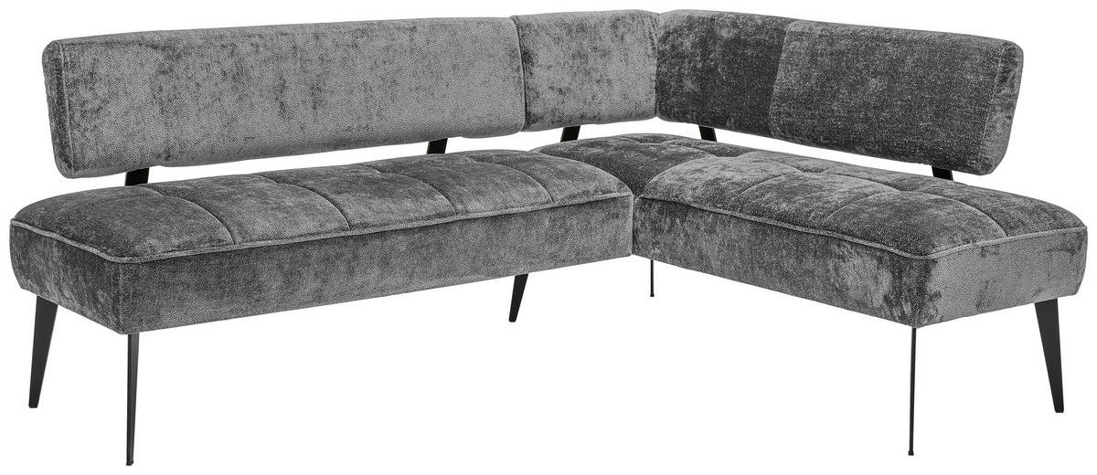 ECKBANK 212/162 cm Webstoff Graphitfarben Metall   - Schwarz/Graphitfarben, MODERN, Textil/Metall (212/162cm) - Welnova