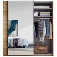 SCHWEBETÜRENSCHRANK 215/225,5/60,5 cm 2-türig Eichefarben  - Eichefarben/Schwarz, MODERN, Glas/Holzwerkstoff (215/225,5/60,5cm) - Xora