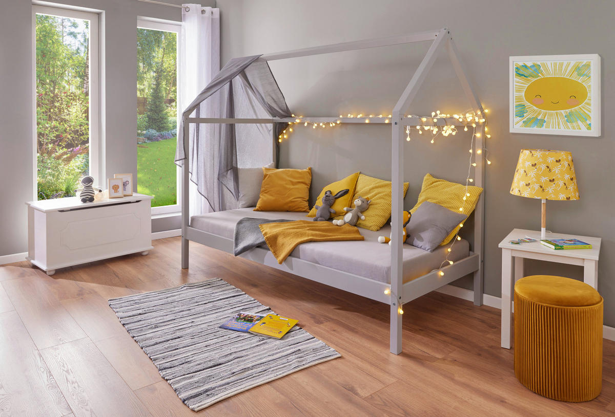 HAUSBETT 90/200 cm Hellgrau  - Hellgrau, Modern, Holz (90/200cm) - MID.YOU