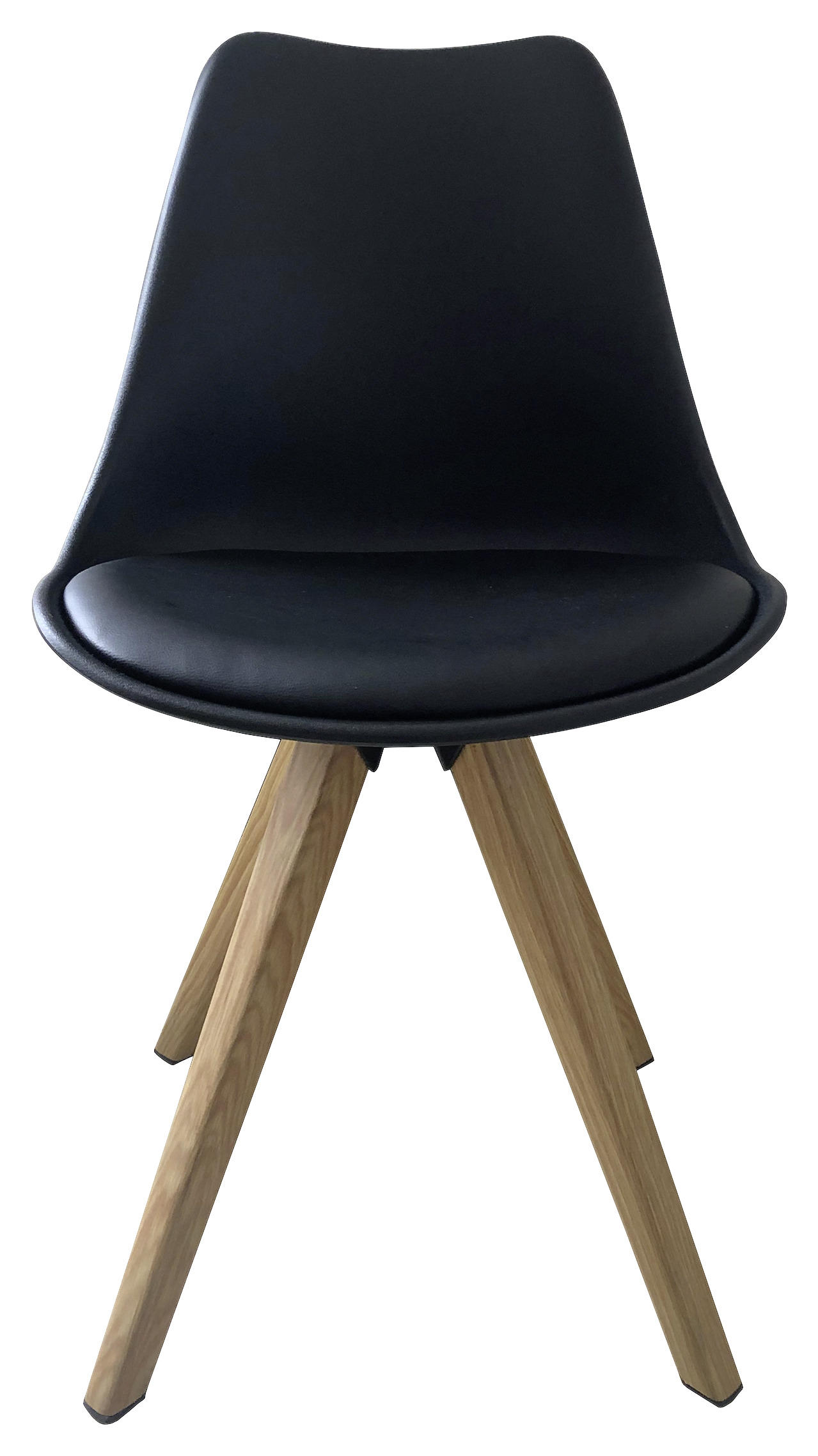 STUHL-SET Lederlook Schwarz, Eichefarben  - Eichefarben/Schwarz, Natur, Textil/Metall (48/86/56cm) - MID.YOU