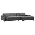 ECKSOFA Dunkelgrau Cord  - Dunkelgrau/Schwarz, KONVENTIONELL, Textil/Metall (295/165cm) - Carryhome