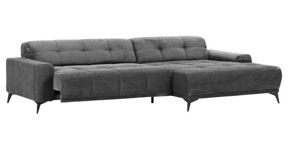 ECKSOFA Dunkelgrau Cord - Dunkelgrau/Schwarz, KONVENTIONELL, Textil/Metall (295/165cm) - Carryhome