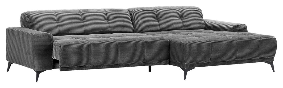 ECKSOFA in Cord Dunkelgrau  - Dunkelgrau/Schwarz, Konventionell, Textil/Metall (295/165cm) - Carryhome